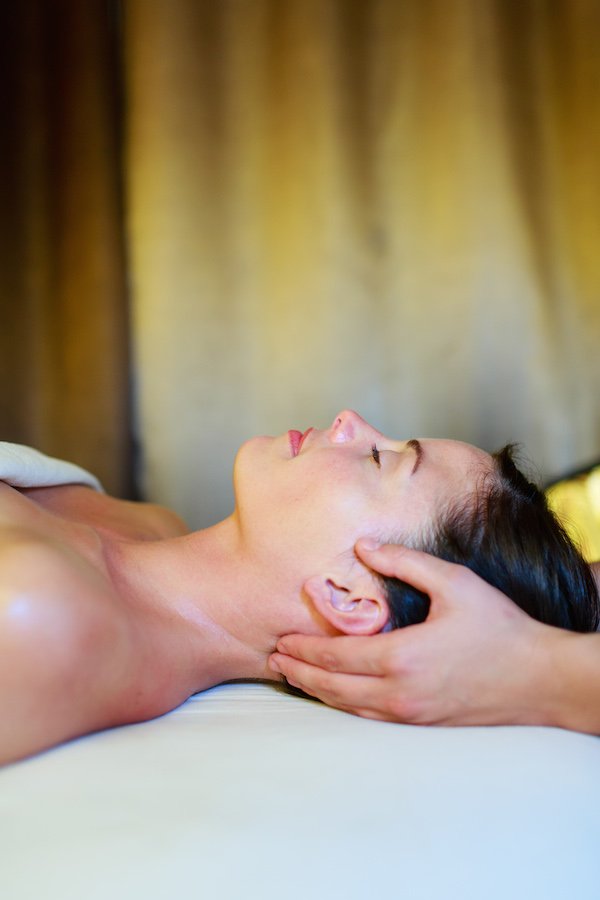head hold full size Happy massage client